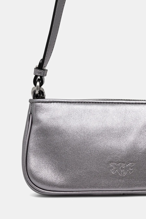 Pinko torebka skórzana kolor srebrny 105069 A2O9 - zdjęcie produktu nr 2