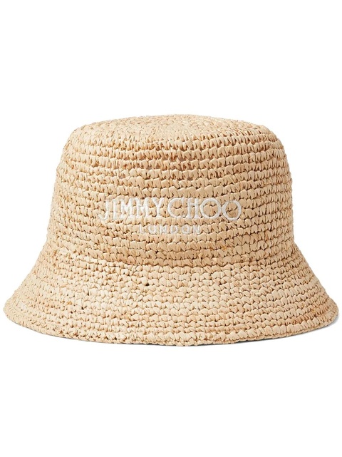Jimmy Choo Atena logo-embroidered raffia hat - Neutrals - zdjęcie produktu nr 1