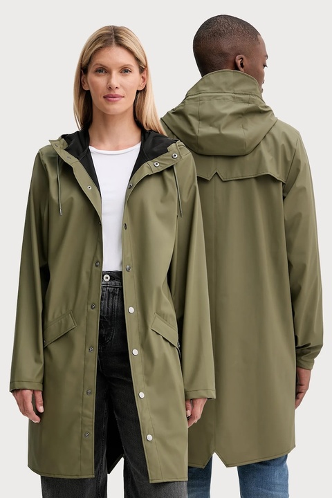 Rains kurtka 12020 Long Jacket kolor zielony przejściowa 12020 - zdjęcie produktu nr 1