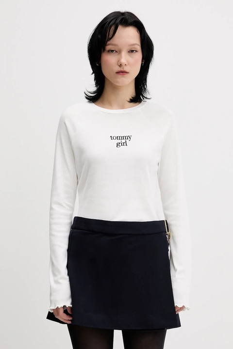 Tommy Jeans longsleeve bawełniany kolor biały DW0DW22499 - zdjęcie produktu nr 1