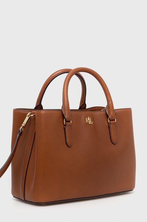 Lauren Ralph Lauren torebka skórzana 431876725005 kolor brązowy - zdjęcie produktu nr 2