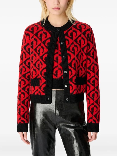 Marine Serre Moon lozenge-knit cardigan - Red - zdjęcie produktu nr 1