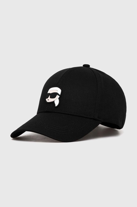 Karl Lagerfeld czapka z daszkiem bawełniana kolor czarny - zdjęcie produktu nr 1