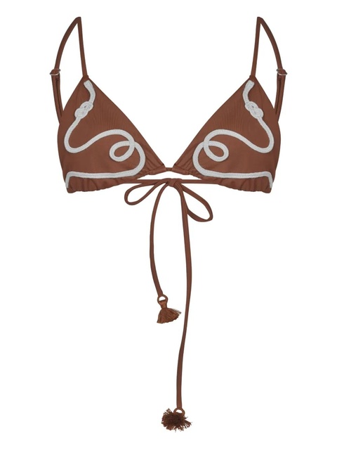 Johanna Ortiz rope-embroidered bikini top - Brown - zdjęcie produktu nr 1
