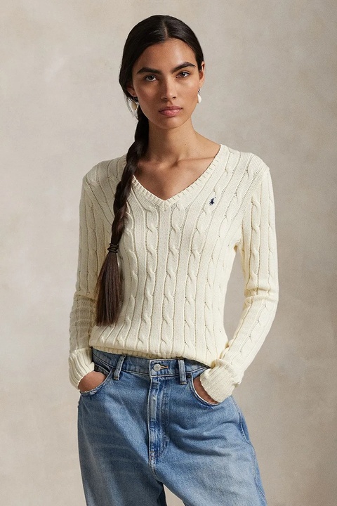 Polo Ralph Lauren sweter bawełniany kolor beżowy lekki 211891641 - zdjęcie produktu nr 1