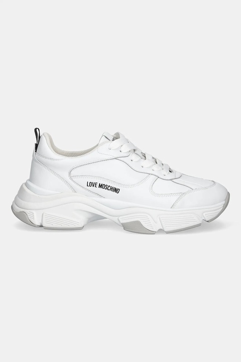 Love Moschino sneakersy skórzane damskie kolor biały JA15246G1NIA0100 - zdjęcie produktu nr 1