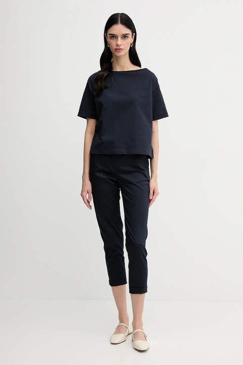 Sisley t-shirt bawełniany damski kolor granatowy 36W9L400N - zdjęcie produktu nr 1
