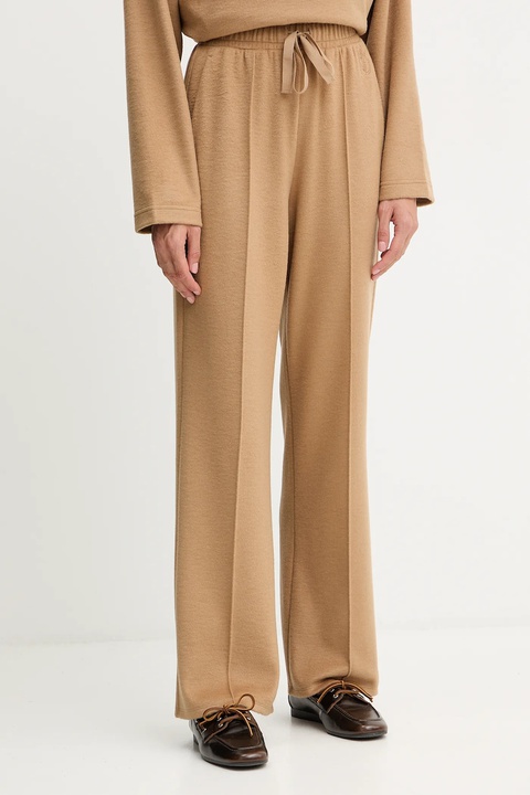 Weekend Max Mara spodnie z dodatkiem wełny SPONDA damskie kolor zielony szerokie high waist 2525786022600 - zdjęcie produktu nr 1
