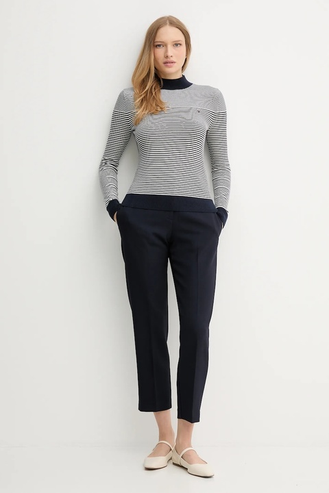 Tommy Hilfiger spodnie damskie kolor granatowy proste high waist WW0WW48355 - zdjęcie produktu nr 2