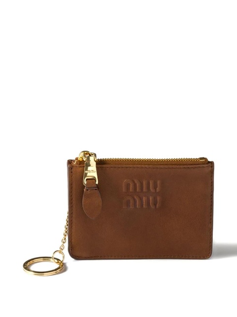 Miu Miu logo-embossed leather card holder - Brown - zdjęcie produktu nr 2