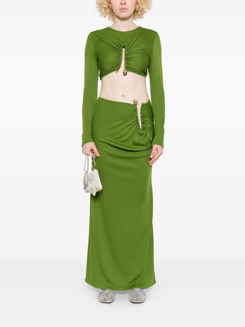 Christopher Esber ribbed gathered-effect skirt - Green - zdjęcie produktu nr 2