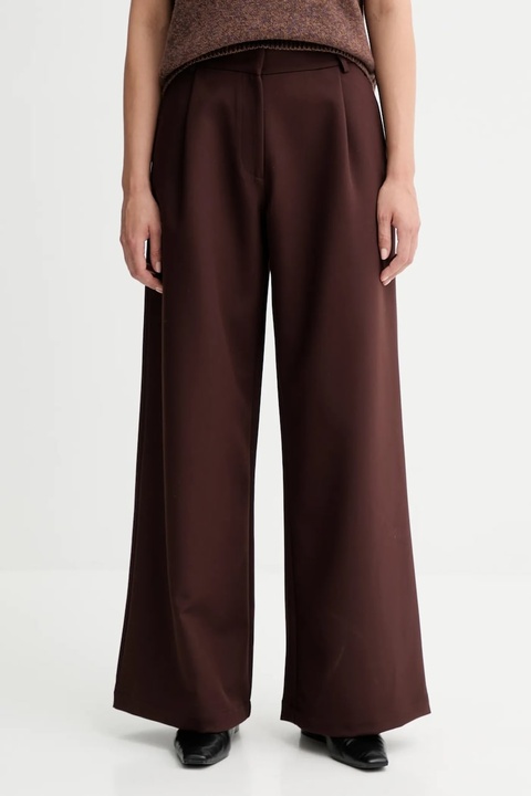 Sessun spodnie damskie kolor brązowy szerokie high waist 25107000 - zdjęcie produktu nr 1