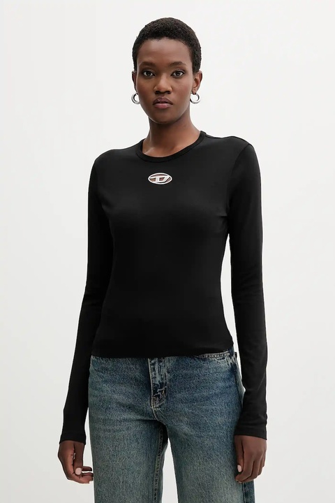 Diesel longsleeve bawełniany T-UNCUTIE-LONG-LS-OD kolor czarny A19438.0CLBR - zdjęcie produktu nr 1