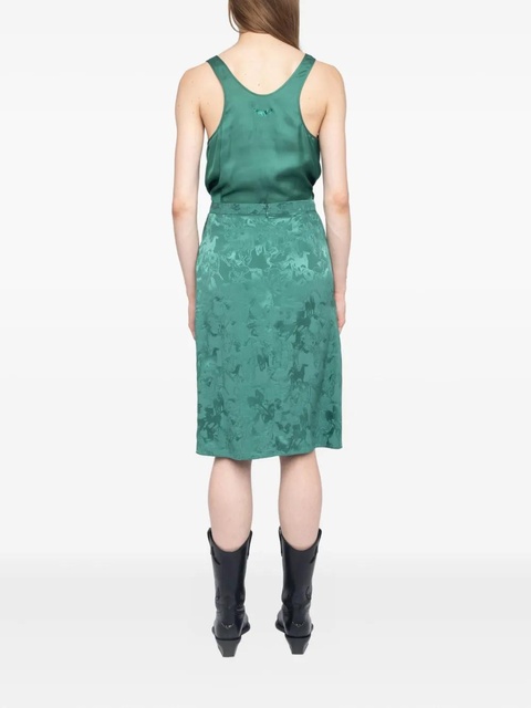 Zadig&Voltaire Julen horse-jacquard lace-insert midi skirt - Green - zdjęcie produktu nr 2