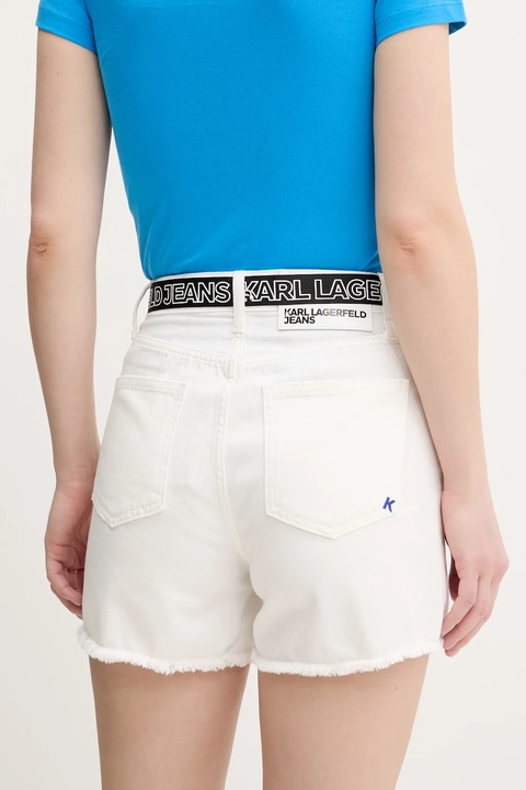 Karl Lagerfeld Jeans szorty jeansowe damskie kolor biały gładkie high waist A2W10039 - zdjęcie produktu nr 1