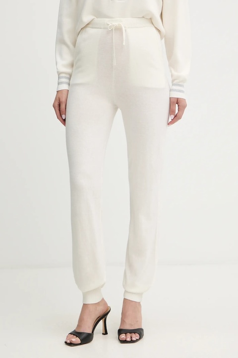 Guess spodnie dresowe z dodatkiem kaszmiru MAGGIE damskie kolor beżowy gładkie O5BB04 Z3PK0 - zdjęcie produktu nr 1