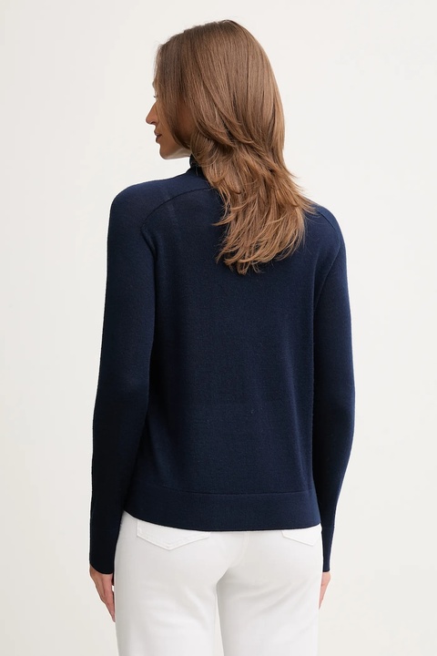 United Colors of Benetton sweter wełniany damski kolor granatowy lekki z golfem 11AHD203Y - zdjęcie produktu nr 2