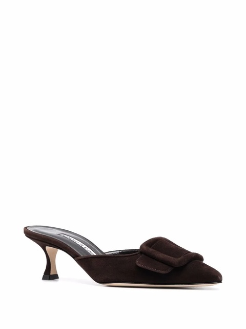 Manolo Blahnik 65mm buckle-detail suede mules - Brown - zdjęcie produktu nr 1
