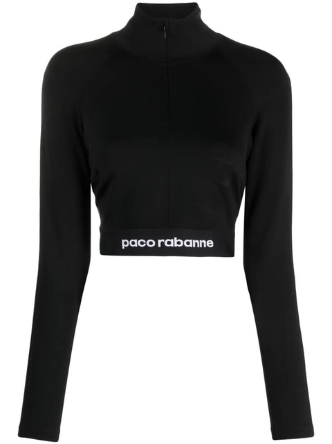 Rabanne logo-underband half-zip crop top - Black - zdjęcie produktu nr 1