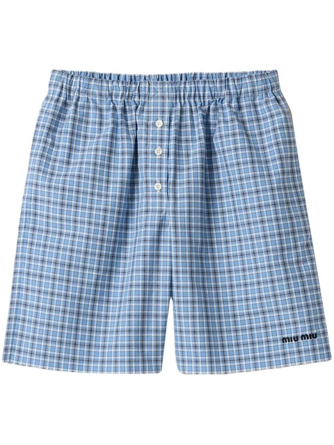 Miu Miu checked poplin boxer shorts - Blue - zdjęcie produktu nr 1
