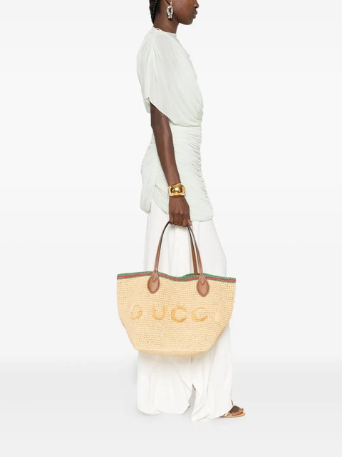 Gucci leather-trim logo-detail tote bag - Neutrals - zdjęcie produktu nr 1