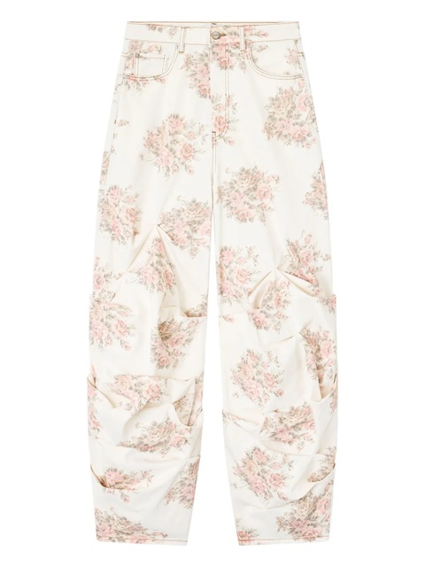 GANNI floral-print gathered jeans - Neutrals - zdjęcie produktu nr 1