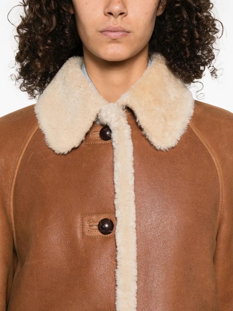ISABEL MARANT shearling-trim coat - Brown - zdjęcie produktu nr 2