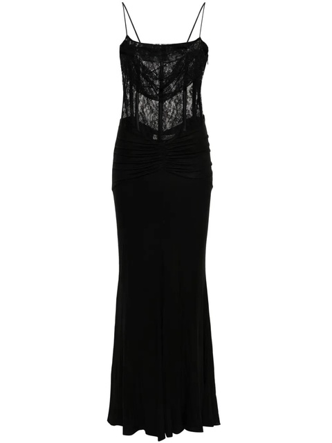 Alessandra Rich draped lace-panel maxi dress - Black - zdjęcie produktu nr 1