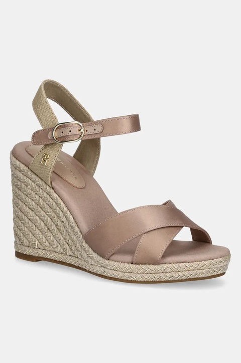 Tommy Hilfiger sandały SATIN HIGH WEDGE ESPADRILLE kolor beżowy FW0FW08602 - zdjęcie produktu nr 1