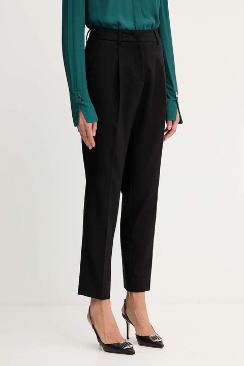 Weekend Max Mara spodnie z wełną CALDAIA damskie kolor czarny fason chinos high waist 2525136152600 - zdjęcie produktu nr 1