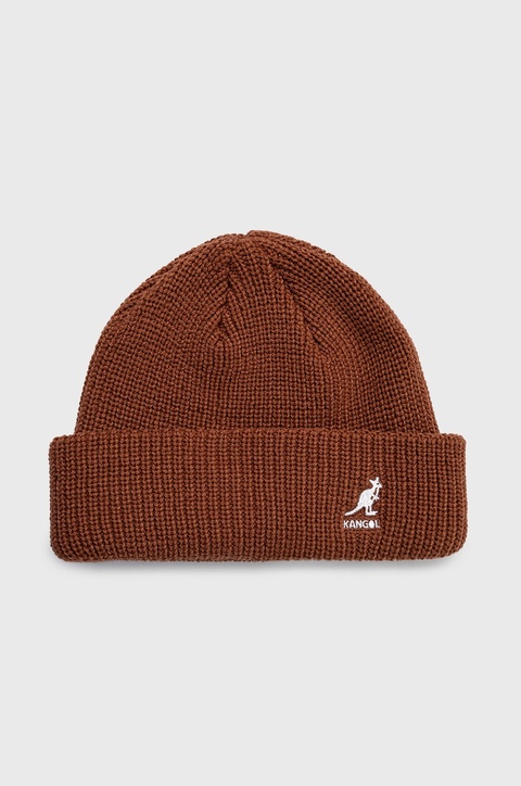 Kangol czapka kolor brązowy z cienkiej dzianiny - zdjęcie produktu nr 2