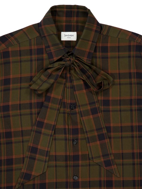 Saint Laurent check lavallière-bow shirt - Green - zdjęcie produktu nr 2