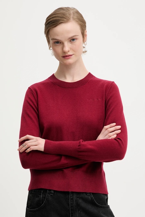 Guess Jeans sweter z domieszką wełny damski kolor bordowy W4BR83 Z3HO2 - zdjęcie produktu nr 1