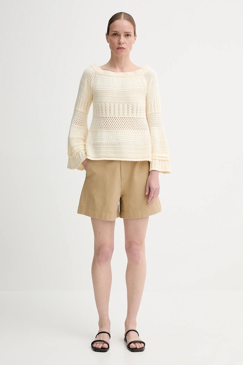 Filippa K szorty bawełniane damskie kolor zielony gładkie high waist 31423.FK - zdjęcie produktu nr 2