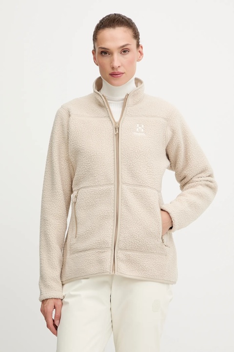 Haglöfs bluza sportowa Mossa Pile kolor beżowy gładka 606538 - zdjęcie produktu nr 1