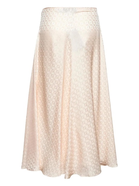 FENDI FF-logo jacquard silk midi skirt - Pink - zdjęcie produktu nr 2