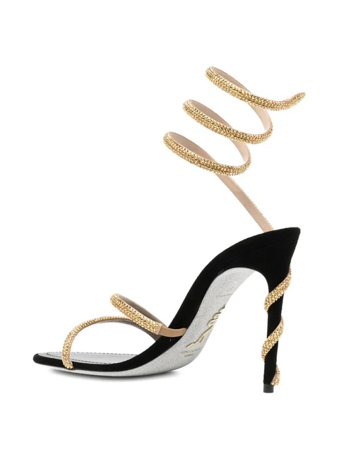 René Caovilla 110mm crystal-embellished spiral sandals - Black - zdjęcie produktu nr 2