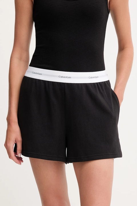 Calvin Klein Underwear szorty bawełniane lounge damskie kolor czarny melanżowe high waist LV00QS7517 - zdjęcie produktu nr 1