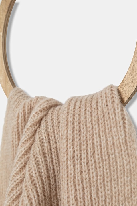 Answear.LAB szalik z wełną merino damski kolor beżowy gładki - zdjęcie produktu nr 2
