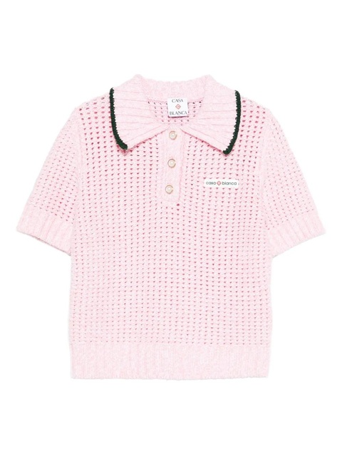 Casablanca textured-knit polo top - Pink - zdjęcie produktu nr 1