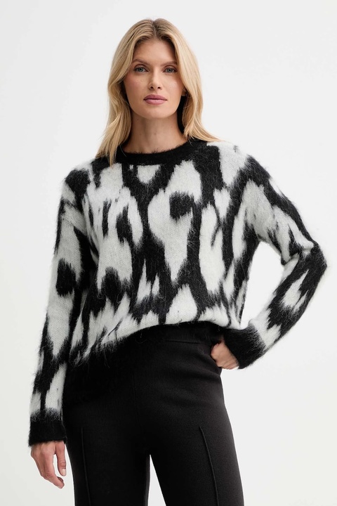 Calvin Klein sweter z dodatkiem wełny damski kolor czarny LV044D343G - zdjęcie produktu nr 1