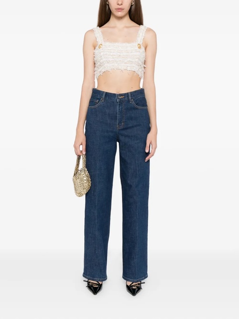 Self-Portrait logo-patch straight-leg jeans - Blue - zdjęcie produktu nr 1
