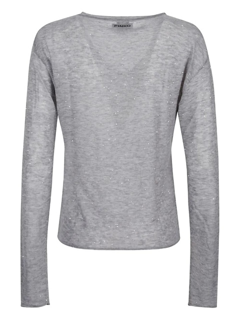 PINKO sequin-embellished V-neck top - Grey - zdjęcie produktu nr 2
