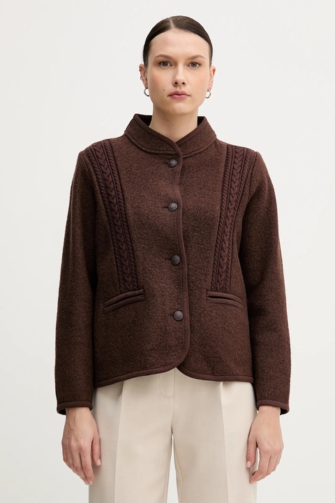 Hoss Intropia kurtka wełniana kolor brązowy przejściowa 5432678 - zdjęcie produktu nr 1