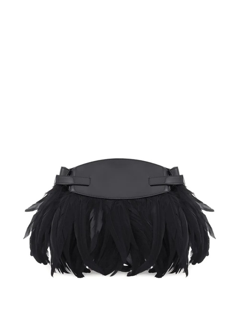 Ferragamo Hug feather-trimmed cross body bag - Black - zdjęcie produktu nr 2