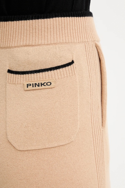 Pinko spodnie dresowe z dodatkiem wełny damskie kolor beżowy gładkie 105490 A2Q9 - zdjęcie produktu nr 2
