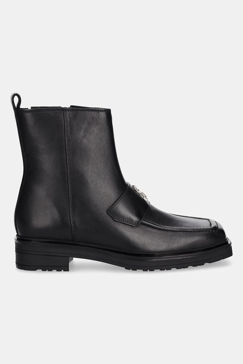 Patrizia Pepe botki skórzane kolor czarny na płaskim obcasie 2Y0034 L048 K103 - zdjęcie produktu nr 2