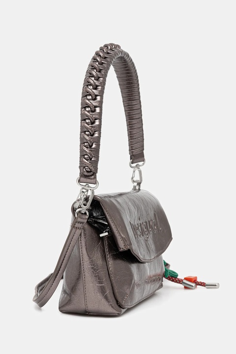 Desigual torebka HALF LOGO TROKEL DARK SILVE kolor srebrny 25WAXPAQ - zdjęcie produktu nr 2