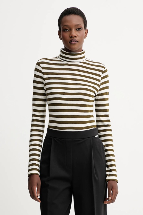 Marc O'Polo longsleeve bawełniany kolor zielony z golfem 5000007075 - zdjęcie produktu nr 1