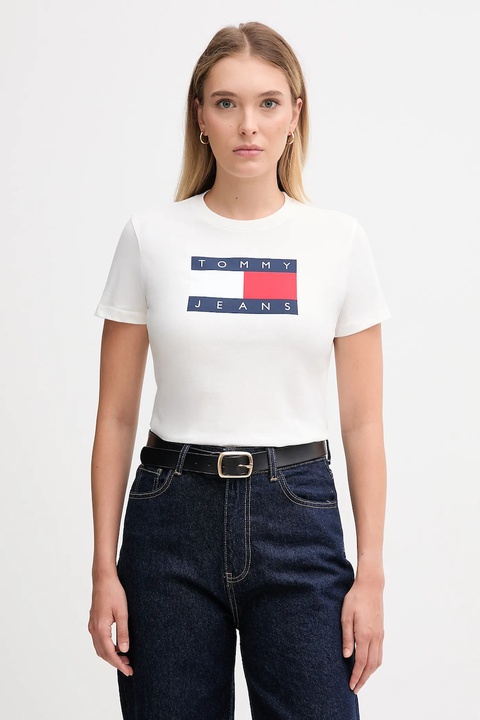 Tommy Jeans t-shirt bawełniany damski kolor biały DW0DW22562 - zdjęcie produktu nr 1